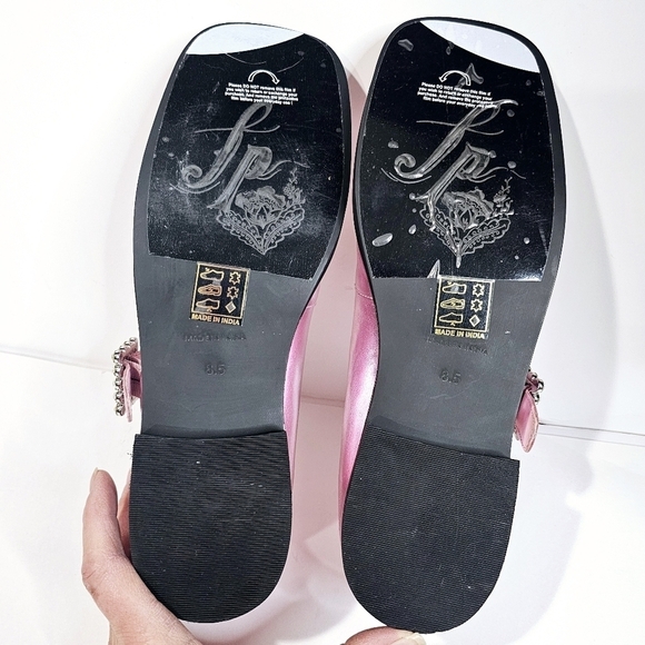 Free People Rumor Diamante Mary Janes Flats Pink Faux Leather - Picture 10 of 10